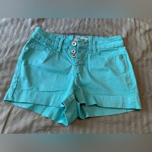 Women's LEI Tatum high rise Teal Shorts, size regular 1.